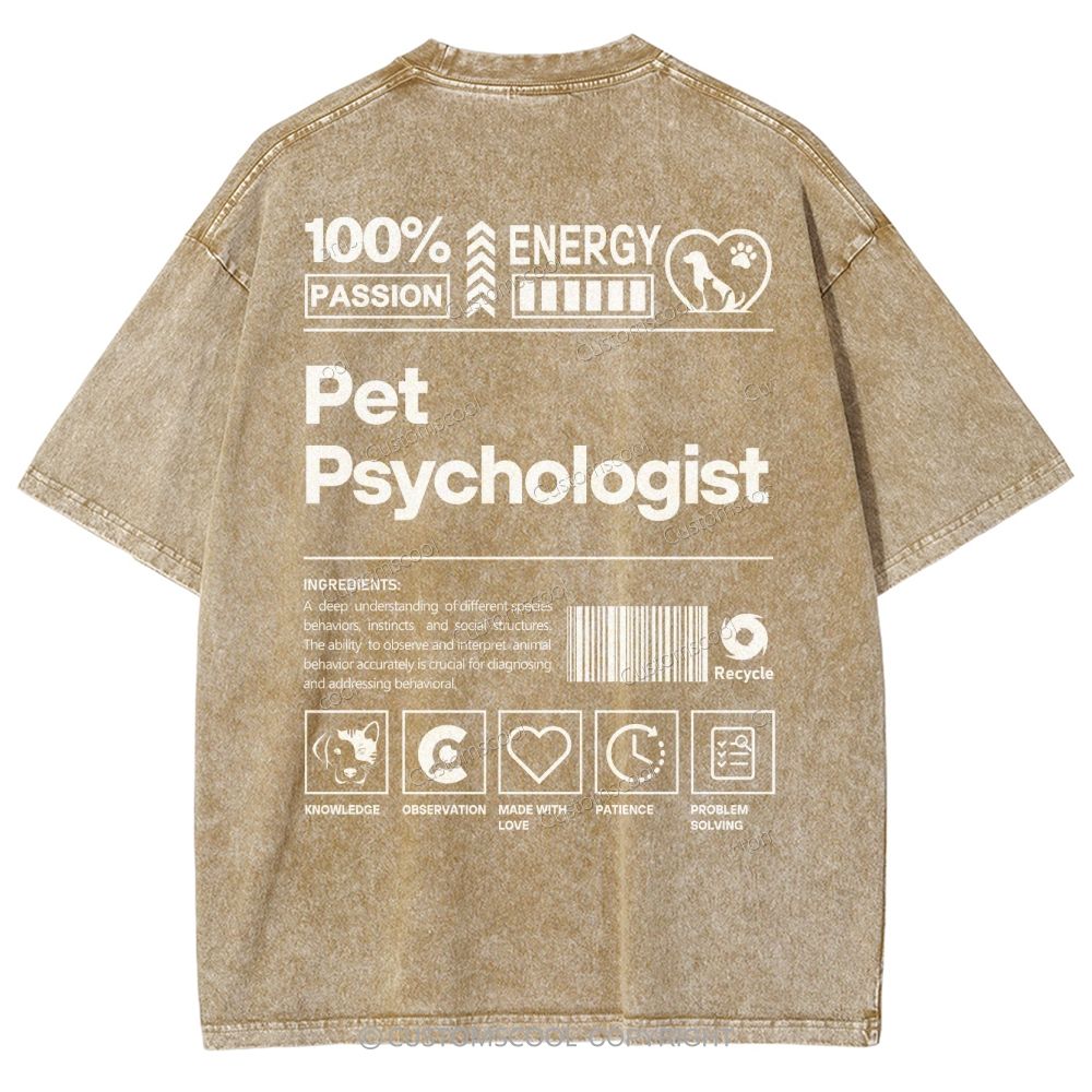Pet Psychologist Unisex Fit Washed T-Shirt Customscool
