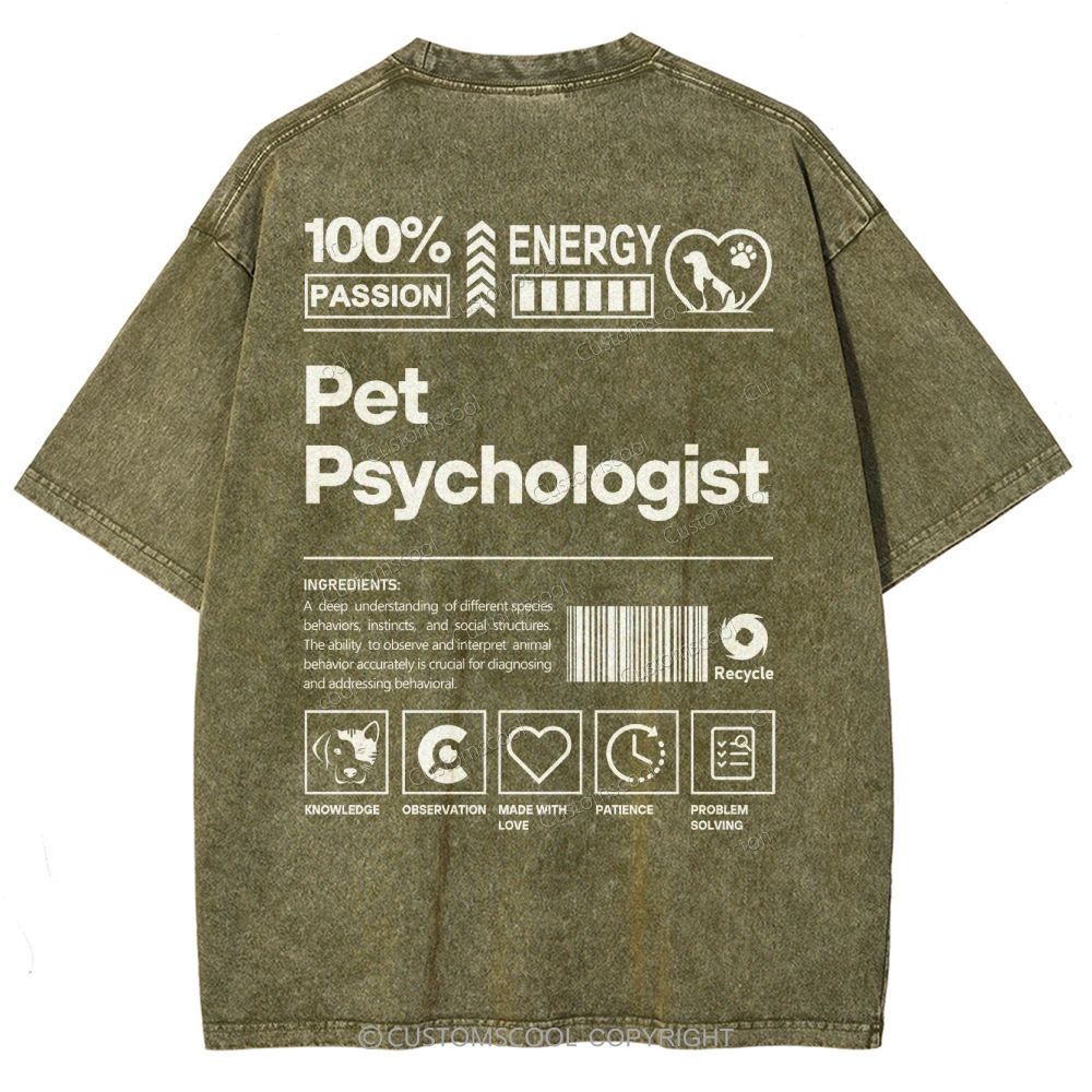 Pet Psychologist Unisex Fit Washed T-Shirt Customscool