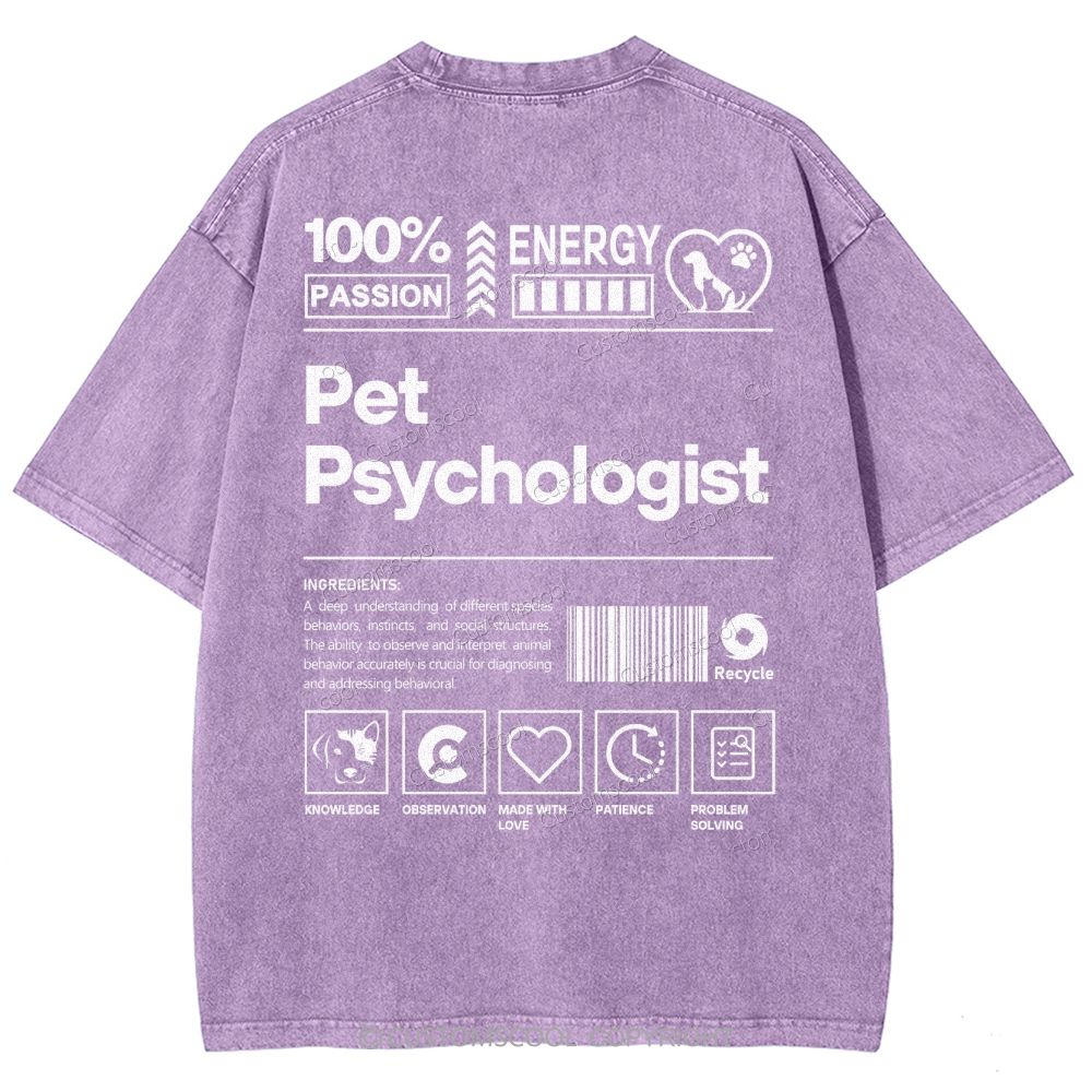 Pet Psychologist Unisex Fit Washed T-Shirt Customscool