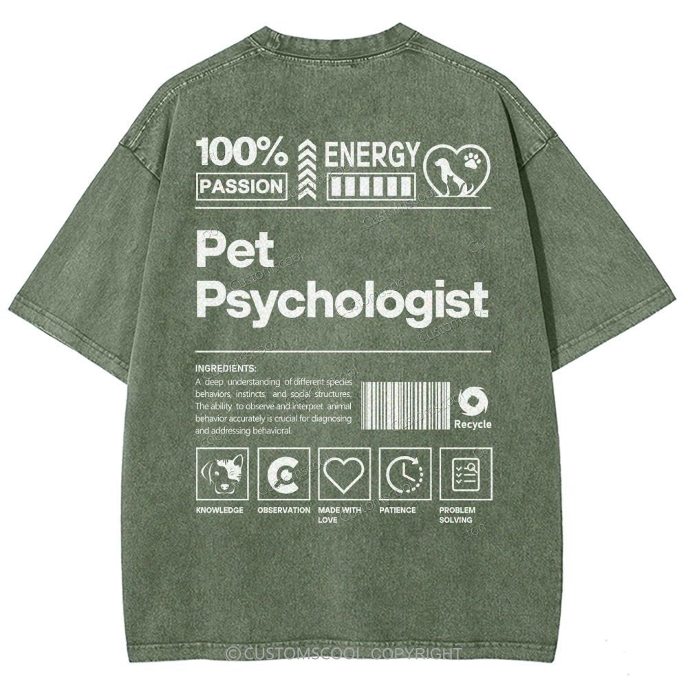 Pet Psychologist Unisex Fit Washed T-Shirt Customscool