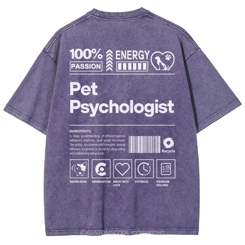 Pet Psychologist Unisex Fit Washed T-Shirt Customscool