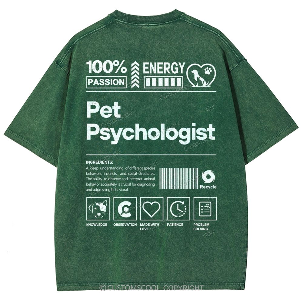 Pet Psychologist Unisex Fit Washed T-Shirt Customscool