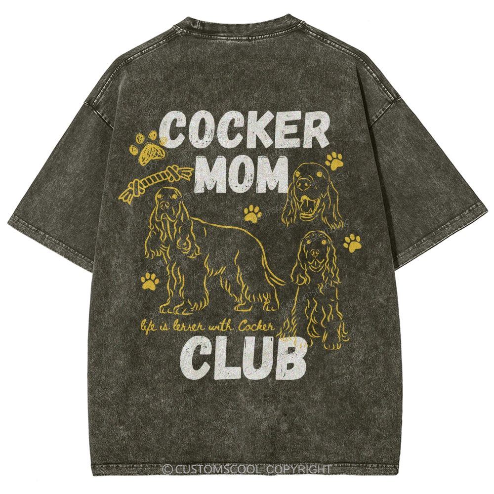Cocker Mom Club Unisex Fit Washed T-Shirt