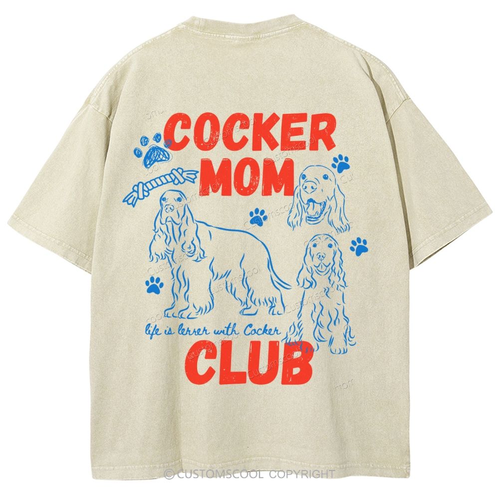 Cocker Mom Club Unisex Fit Washed T-Shirt