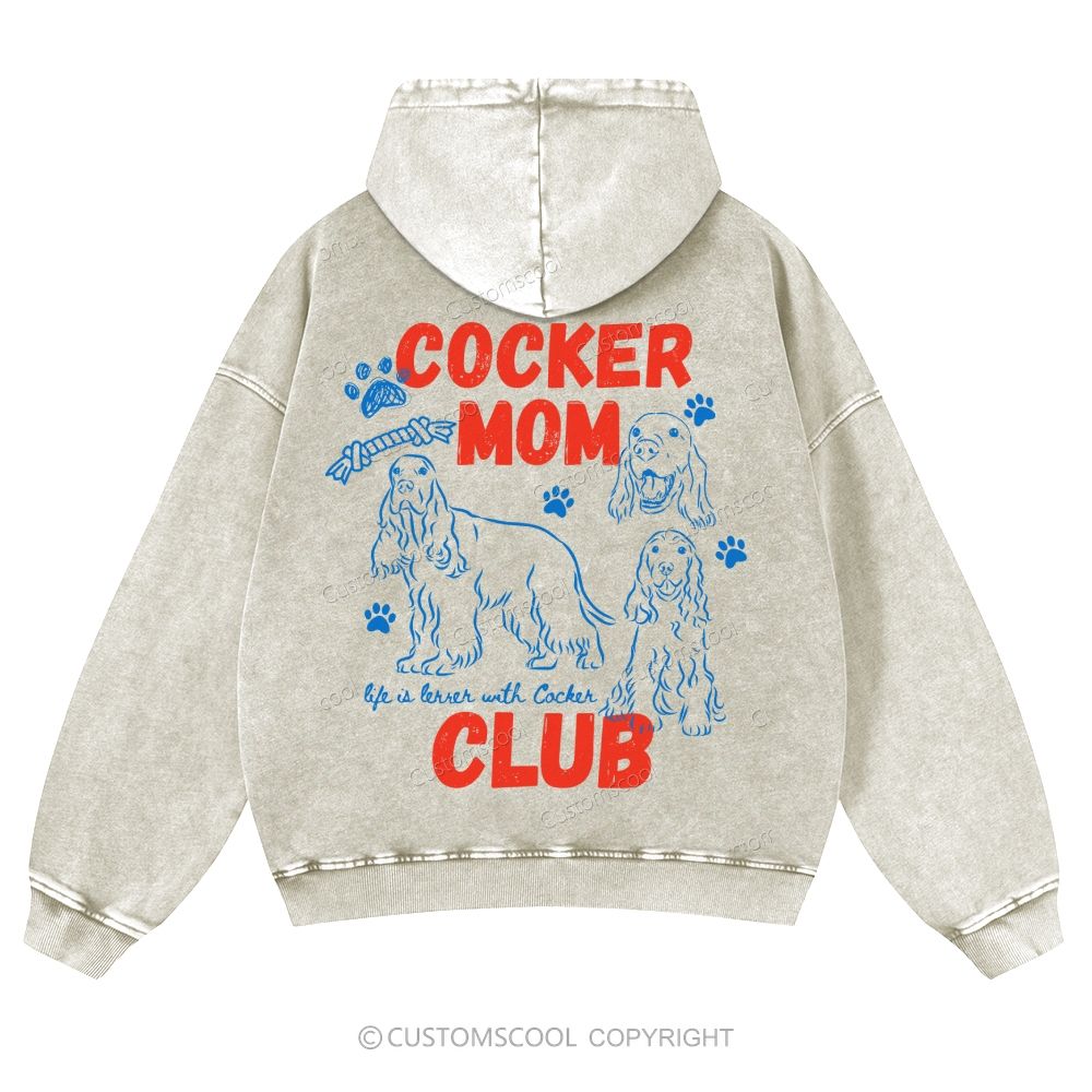 Cocker Mom Club Casual Washed Hoodie
