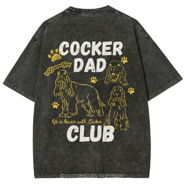 Cocker Dad Club Unisex Fit Washed T-Shirt