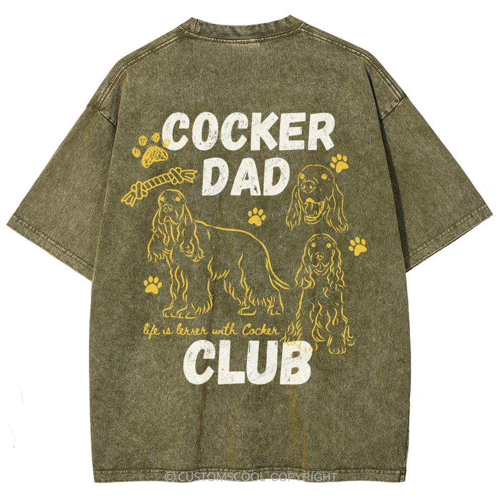Cocker Dad Club Unisex Fit Washed T-Shirt