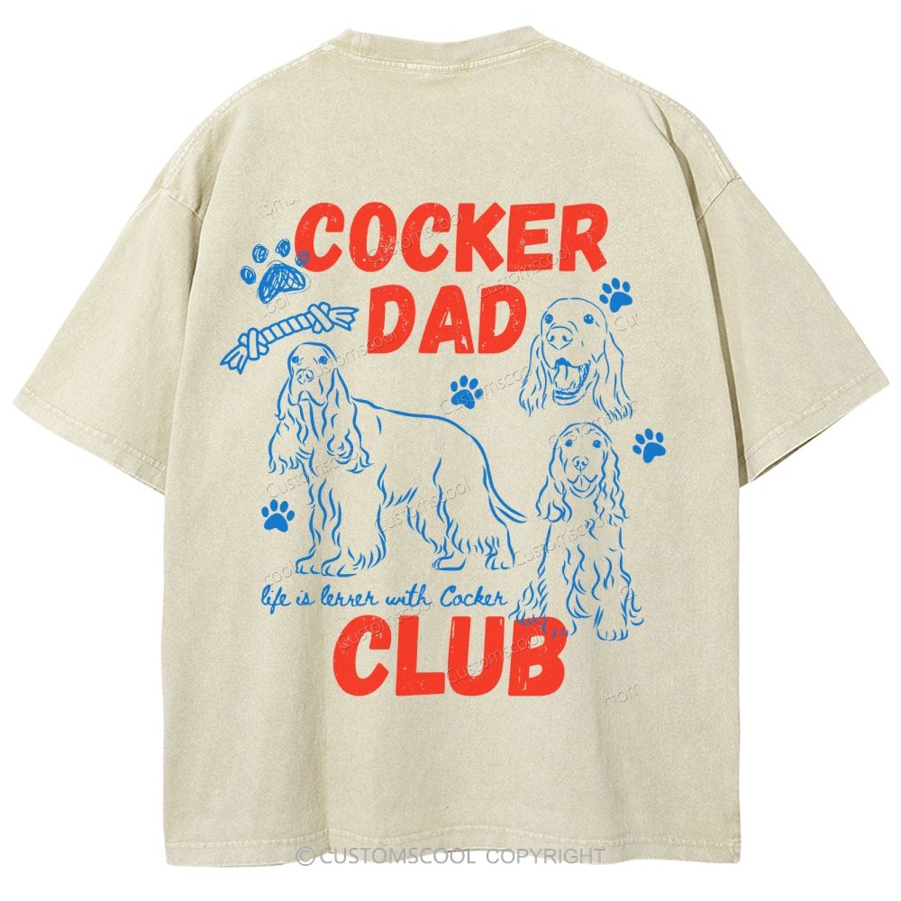 Cocker Dad Club Unisex Fit Washed T-Shirt