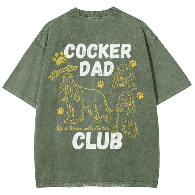 Cocker Dad Club Unisex Fit Washed T-Shirt