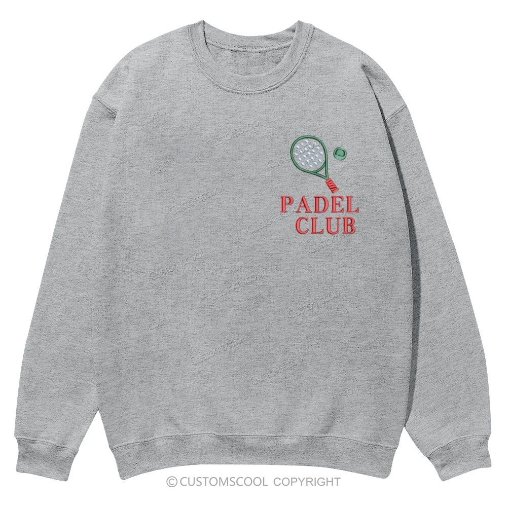 Padel Club Embroidery Casual Crewneck Sweatshirt