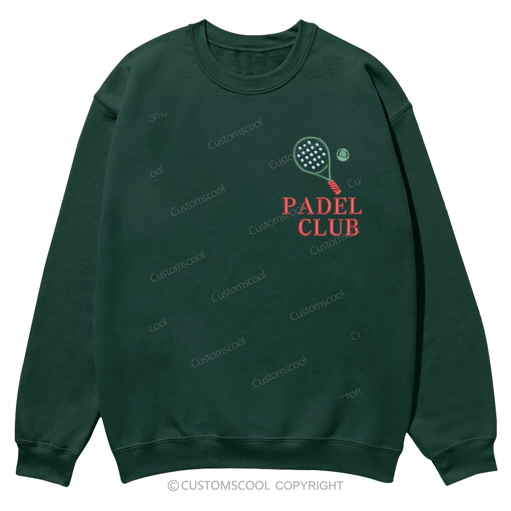 Padel Club Embroidery Casual Crewneck Sweatshirt