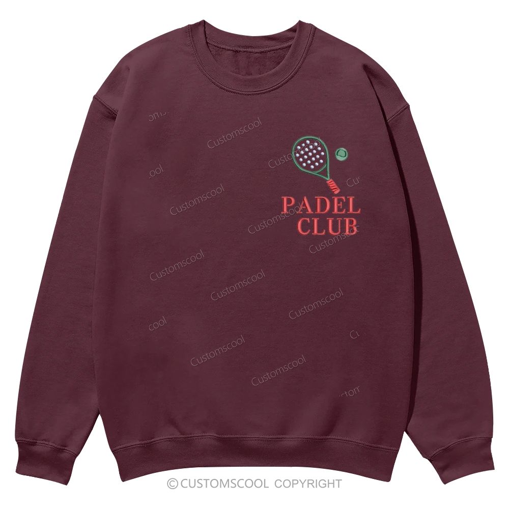 Padel Club Embroidery Casual Crewneck Sweatshirt