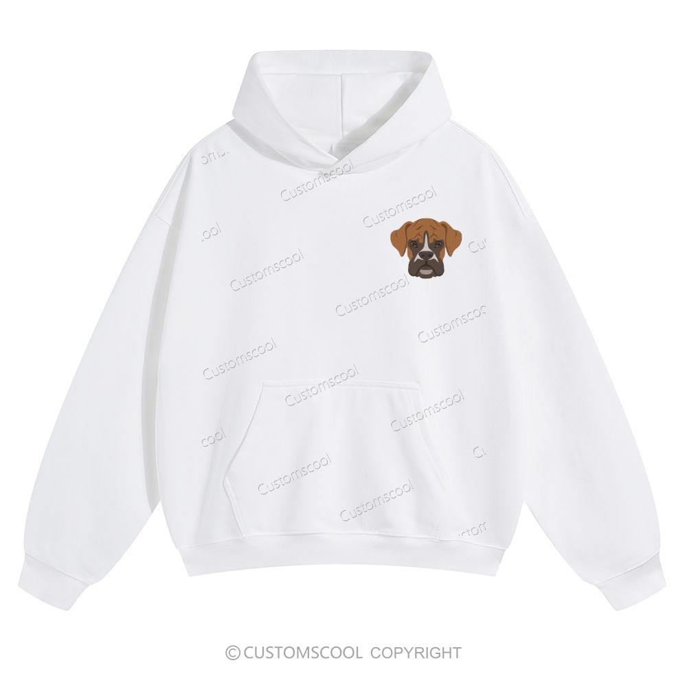 Boxer Pug Pomeranian Welsh Dog Face Embroidery Solid Color Hoodie