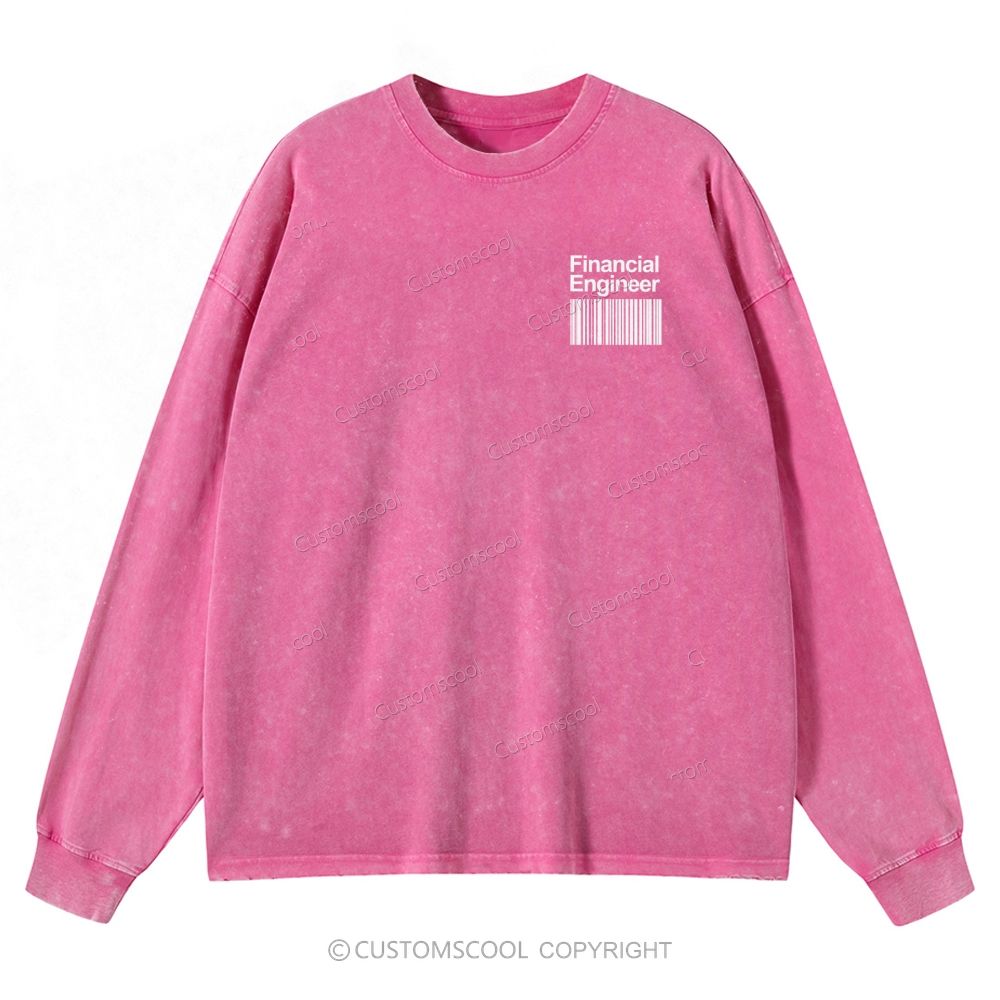 Financial Engineer Unisex Casual Washed Long-Sleeved T-Shirt
