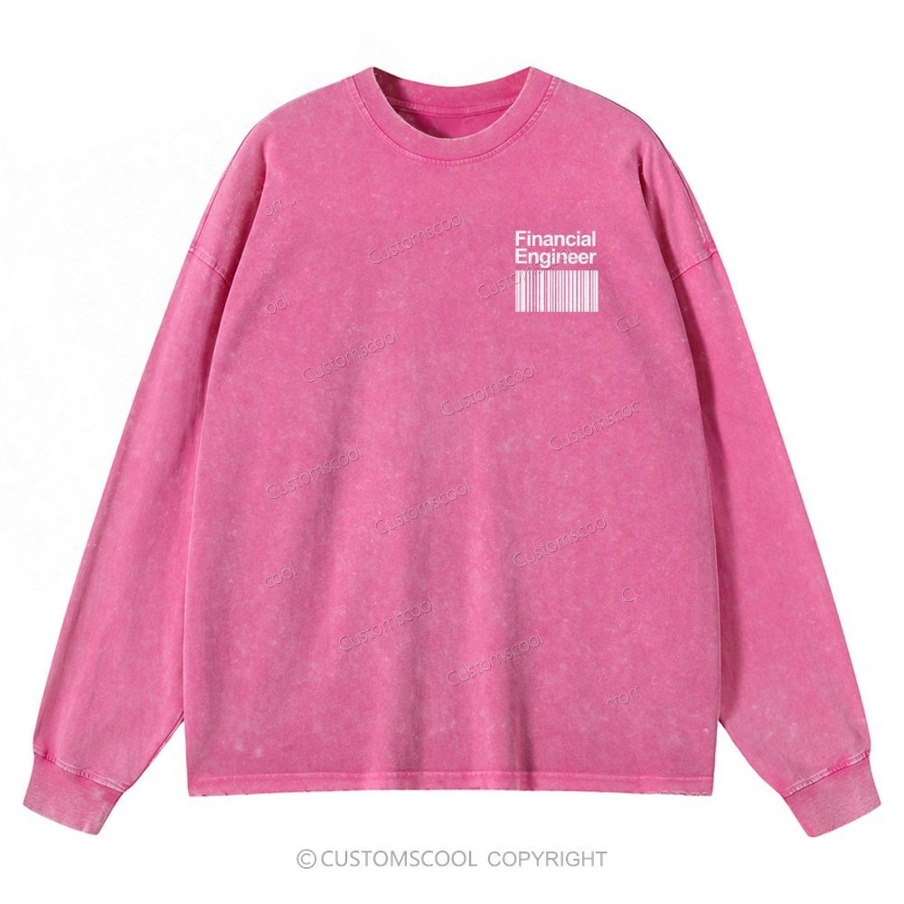 Financial Engineer Unisex Casual Washed Long-Sleeved T-Shirt