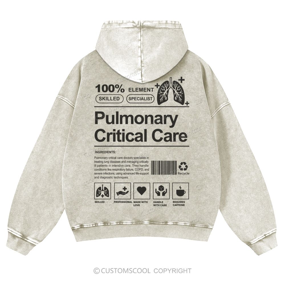 Pulmonary Critical Care Casual Washed Hoodie