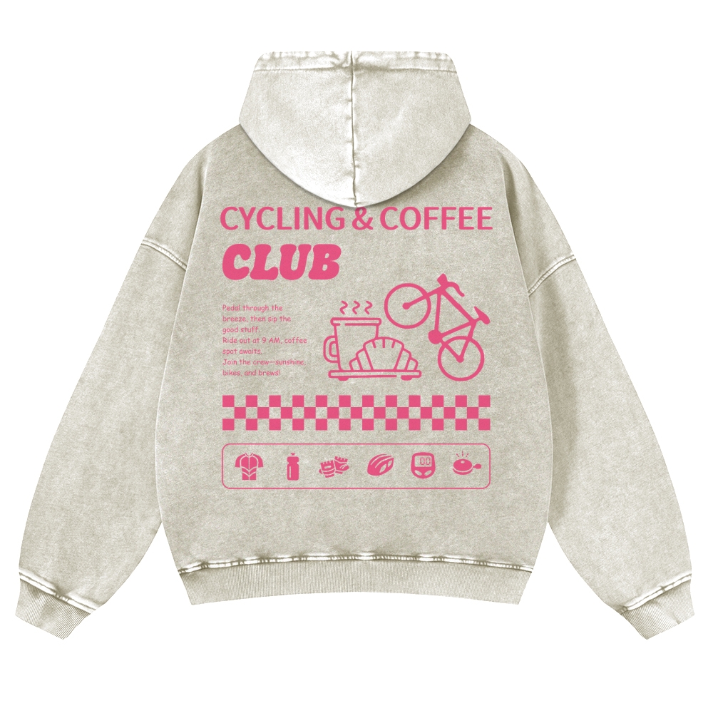Cycling & Coffee Club Casual Washed Hoodie