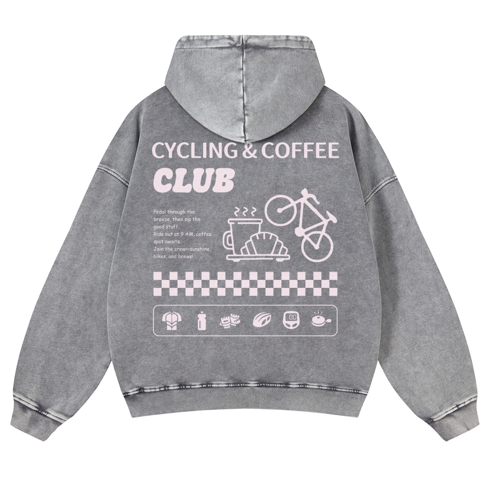 Cycling & Coffee Club Casual Washed Hoodie