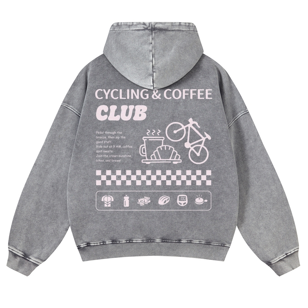 Cycling & Coffee Club Casual Washed Hoodie