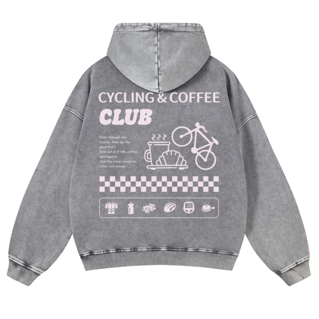 Cycling & Coffee Club Casual Washed Hoodie