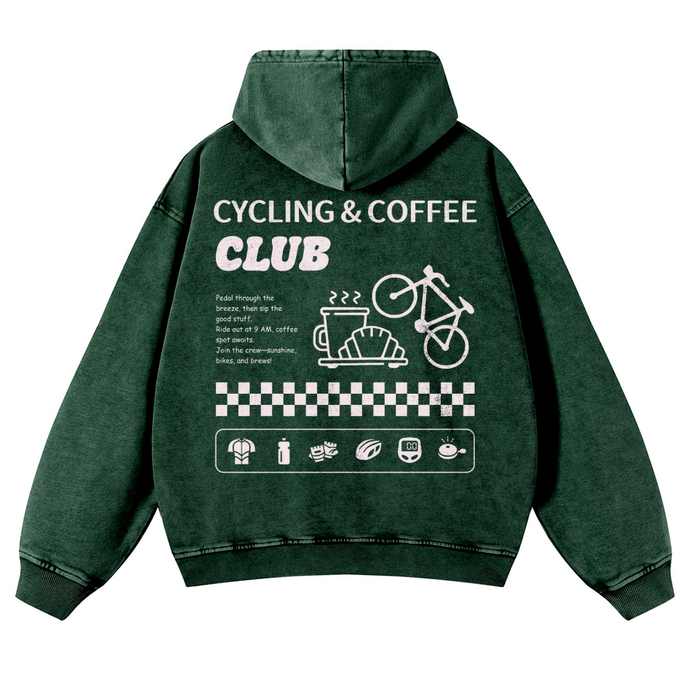 Cycling & Coffee Club Casual Washed Hoodie