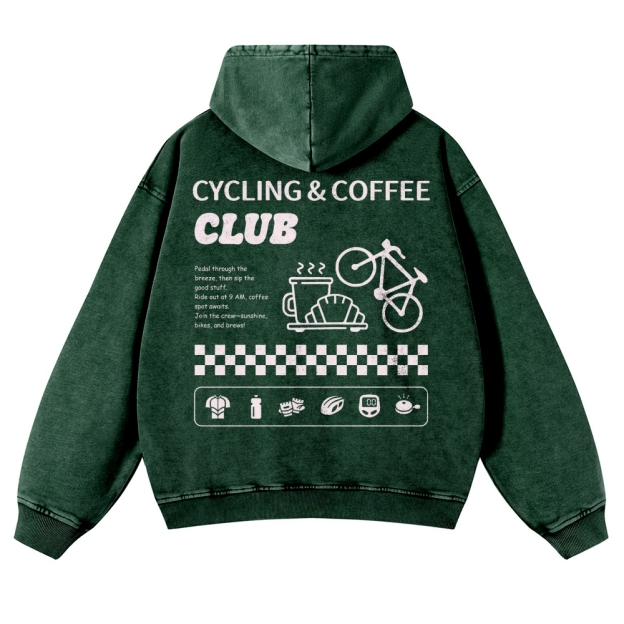 Cycling & Coffee Club Casual Washed Hoodie