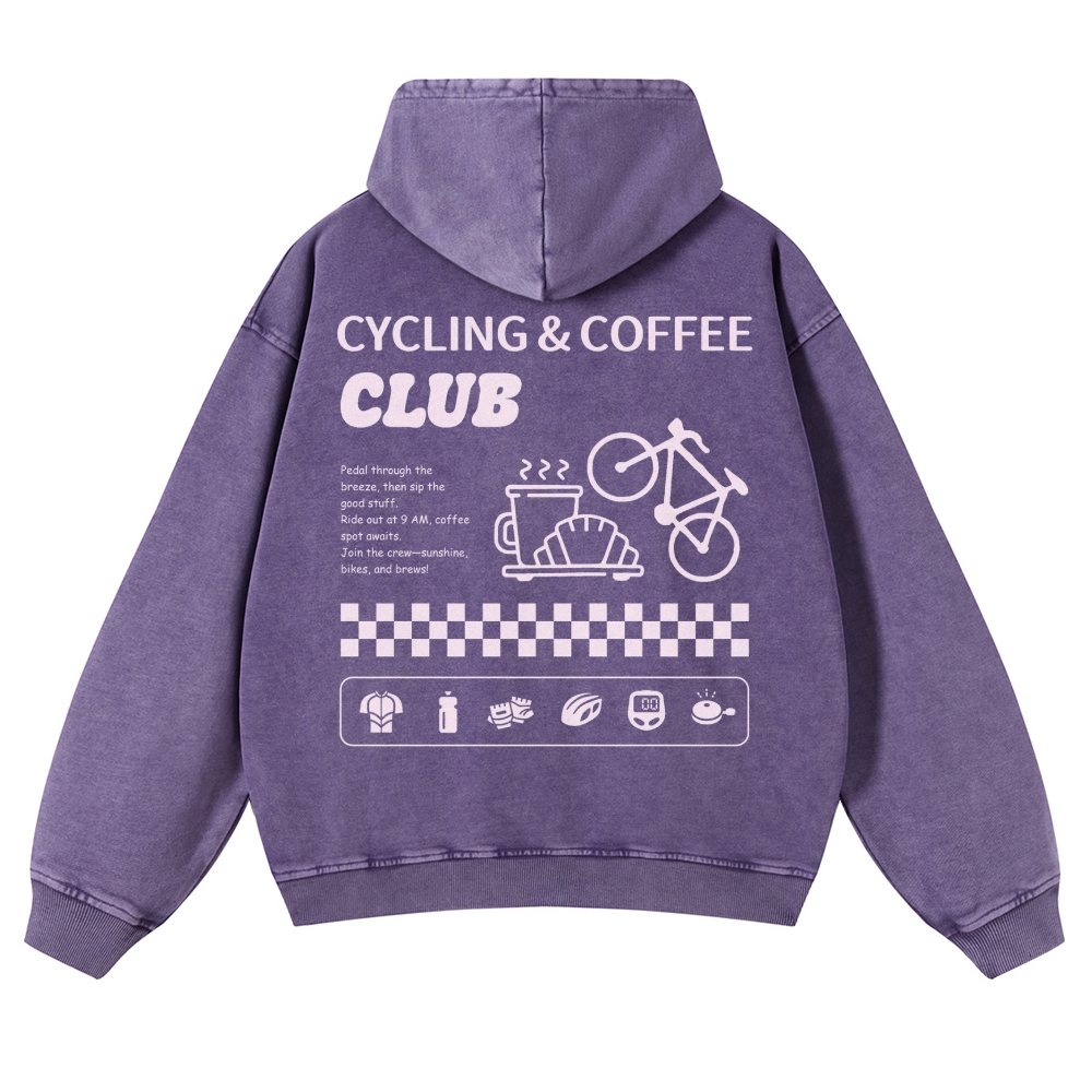 Cycling & Coffee Club Casual Washed Hoodie