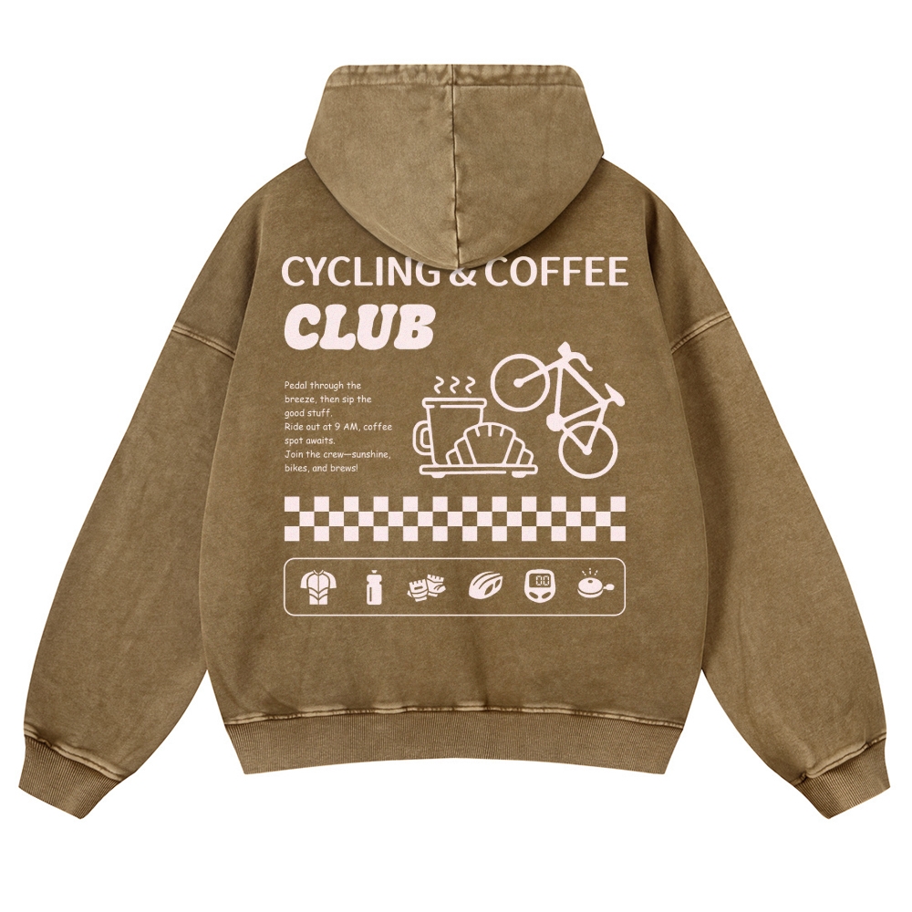 Cycling & Coffee Club Casual Washed Hoodie