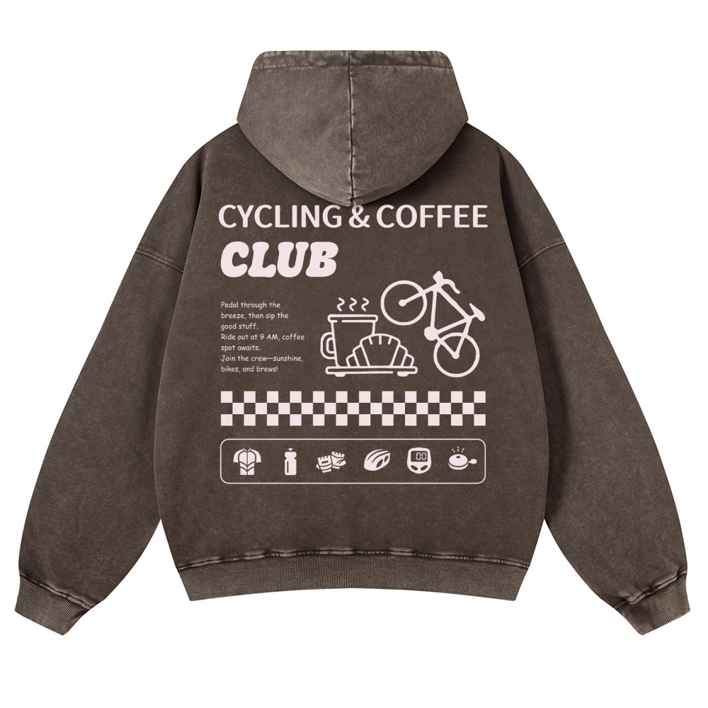 Cycling & Coffee Club Casual Washed Hoodie