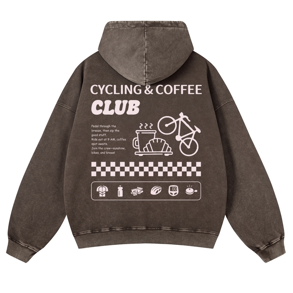 Cycling & Coffee Club Casual Washed Hoodie