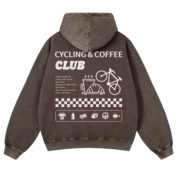 Cycling & Coffee Club Casual Washed Hoodie
