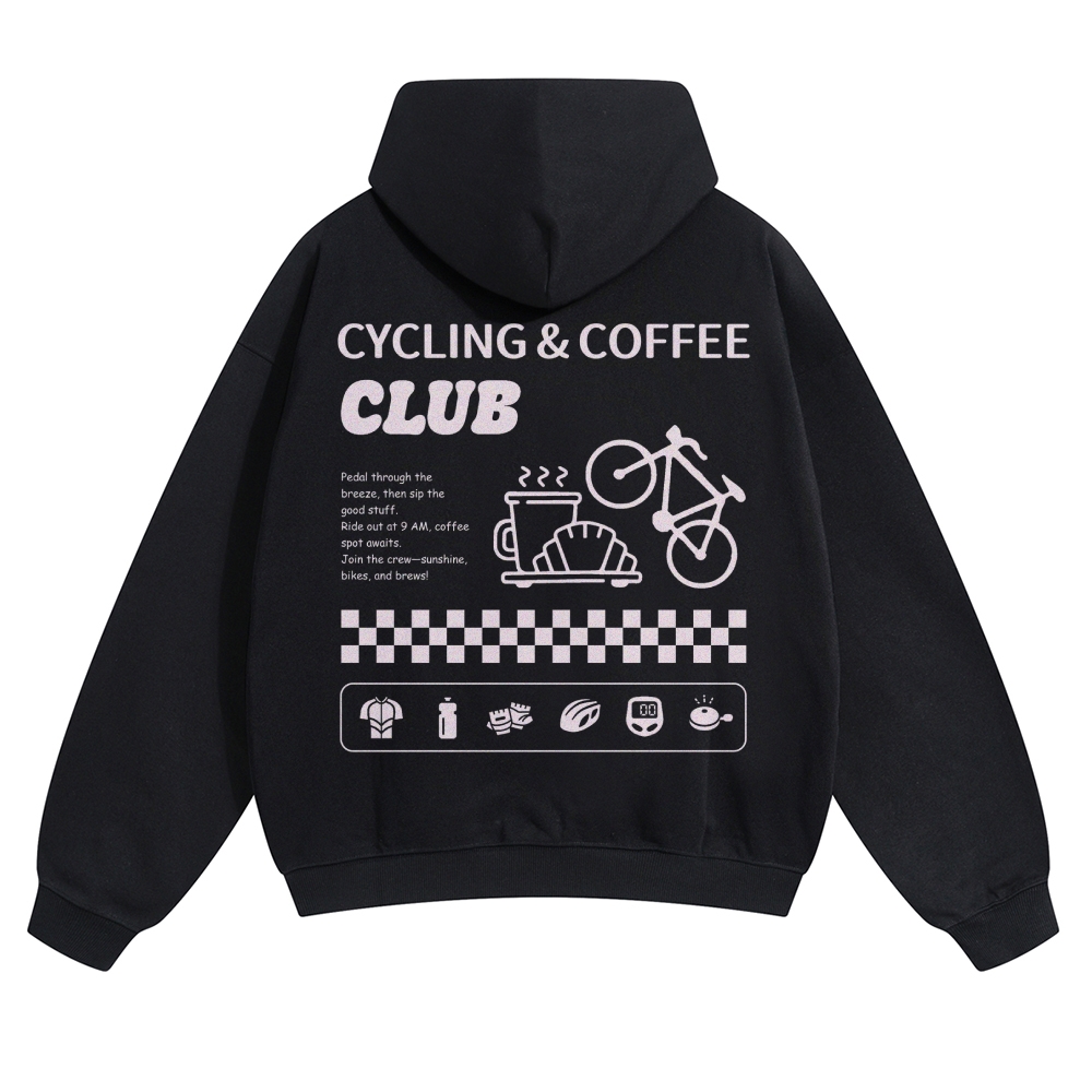 Cycling & Coffee Club Solid Color Hoodie