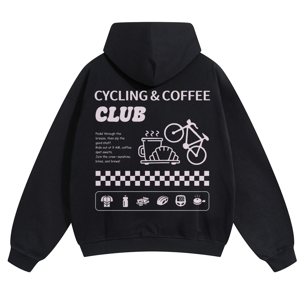 Cycling & Coffee Club Solid Color Hoodie