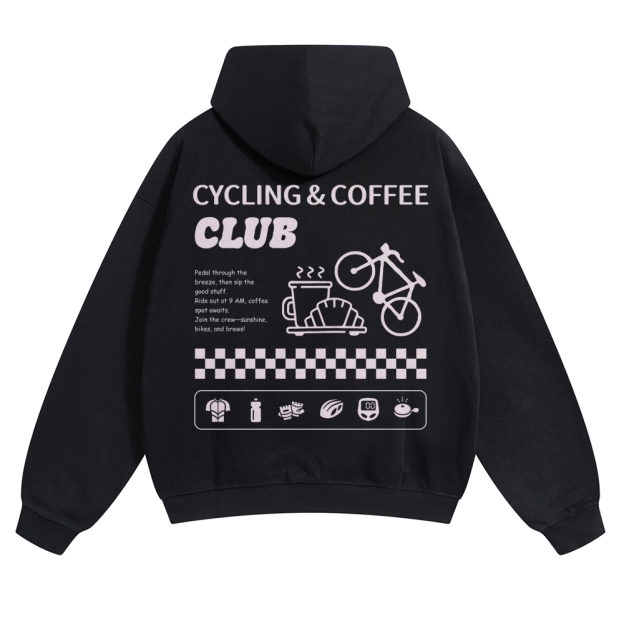 Cycling & Coffee Club Solid Color Hoodie