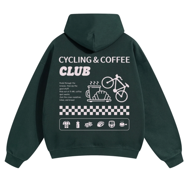 Cycling & Coffee Club Solid Color Hoodie