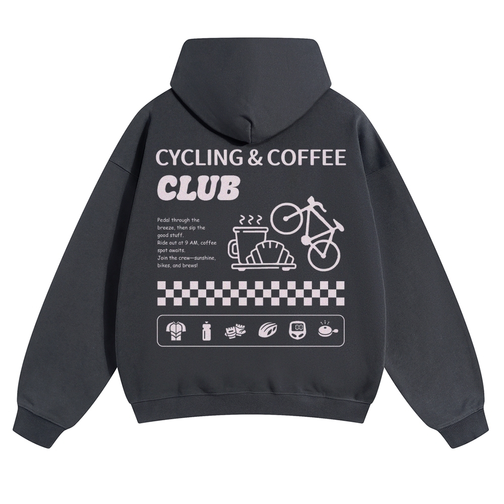 Cycling & Coffee Club Solid Color Hoodie