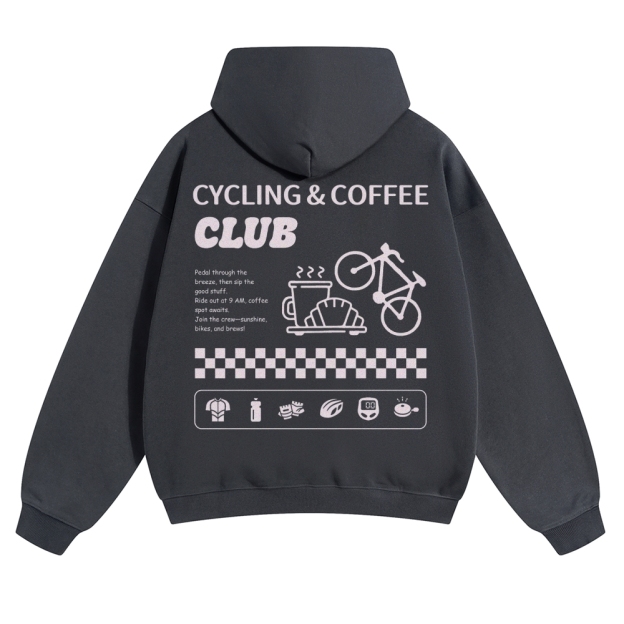 Cycling & Coffee Club Solid Color Hoodie