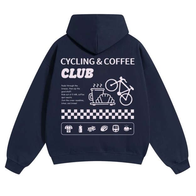 Cycling & Coffee Club Solid Color Hoodie