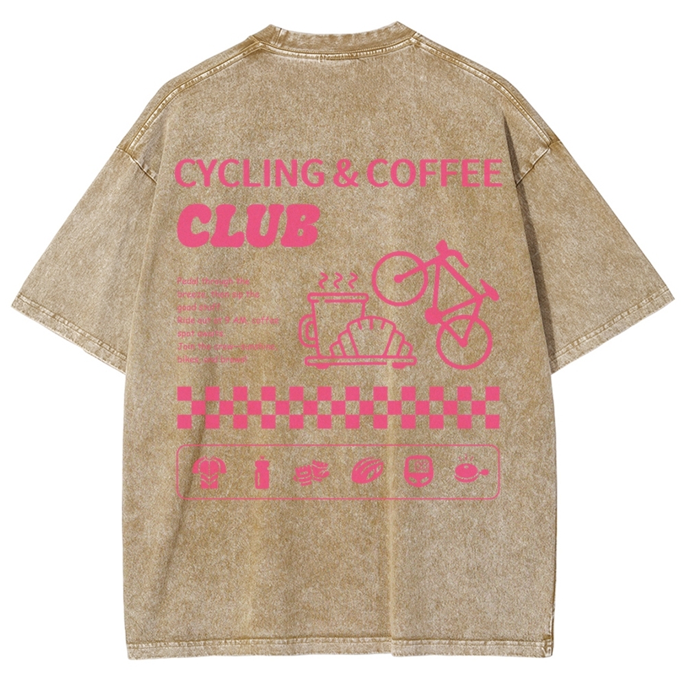Cycling & Coffee Club Unisex Fit Washed T-Shirt