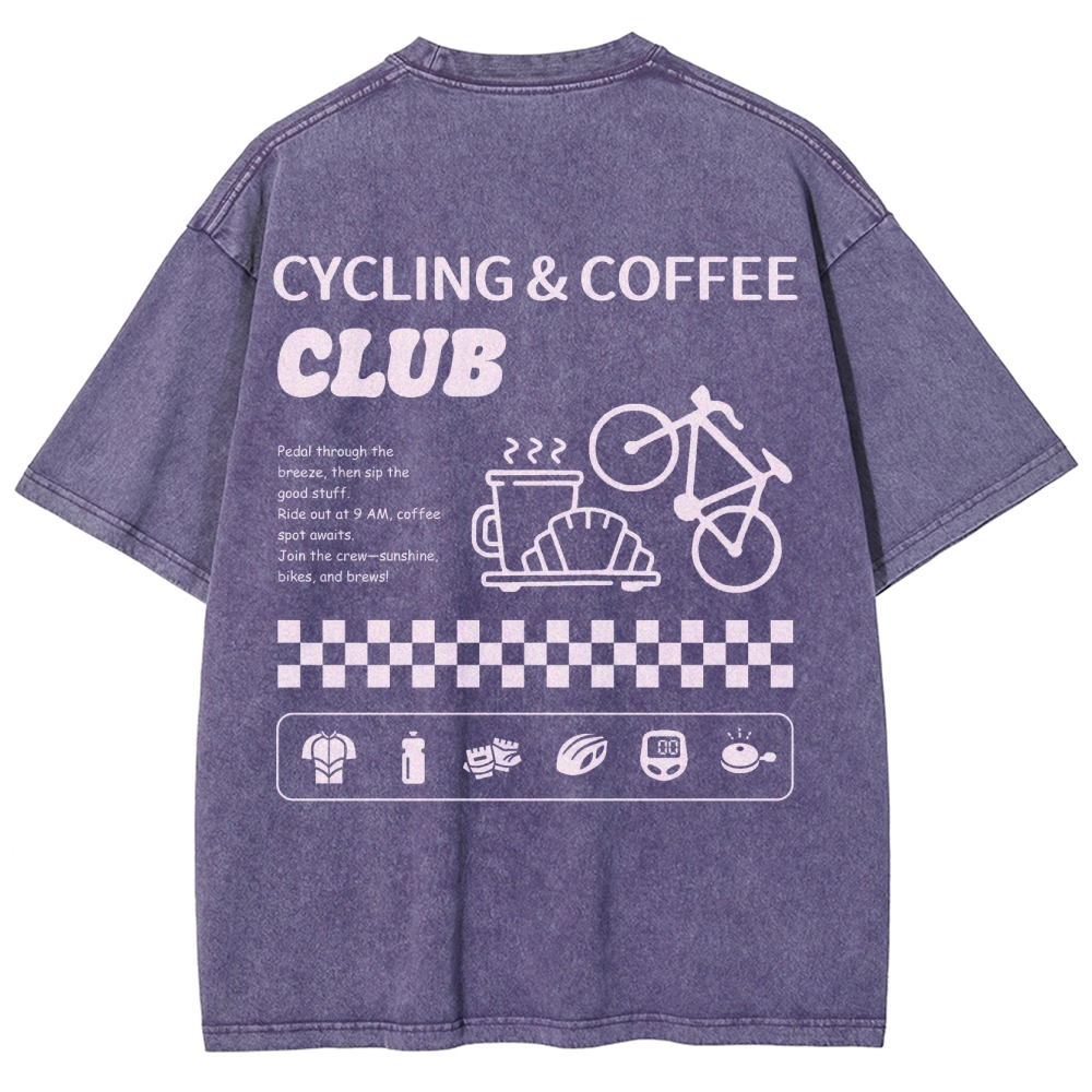 Cycling & Coffee Club Unisex Fit Washed T-Shirt