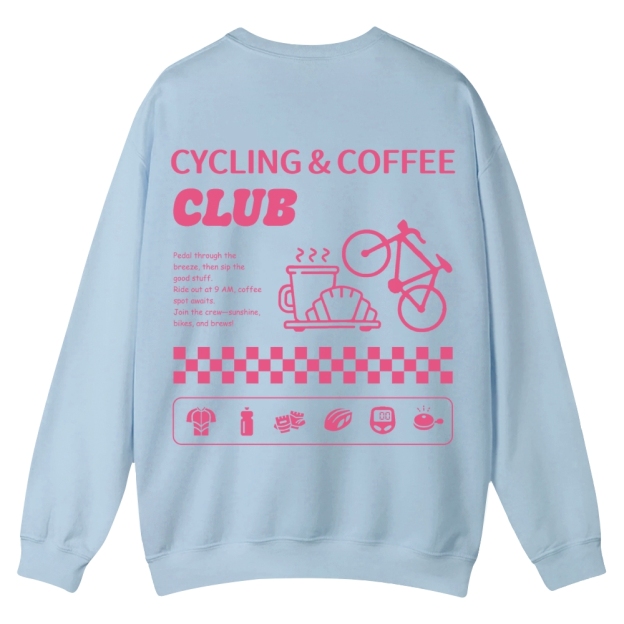 Cycling & Coffee Club Casual Crewneck Sweatshirt