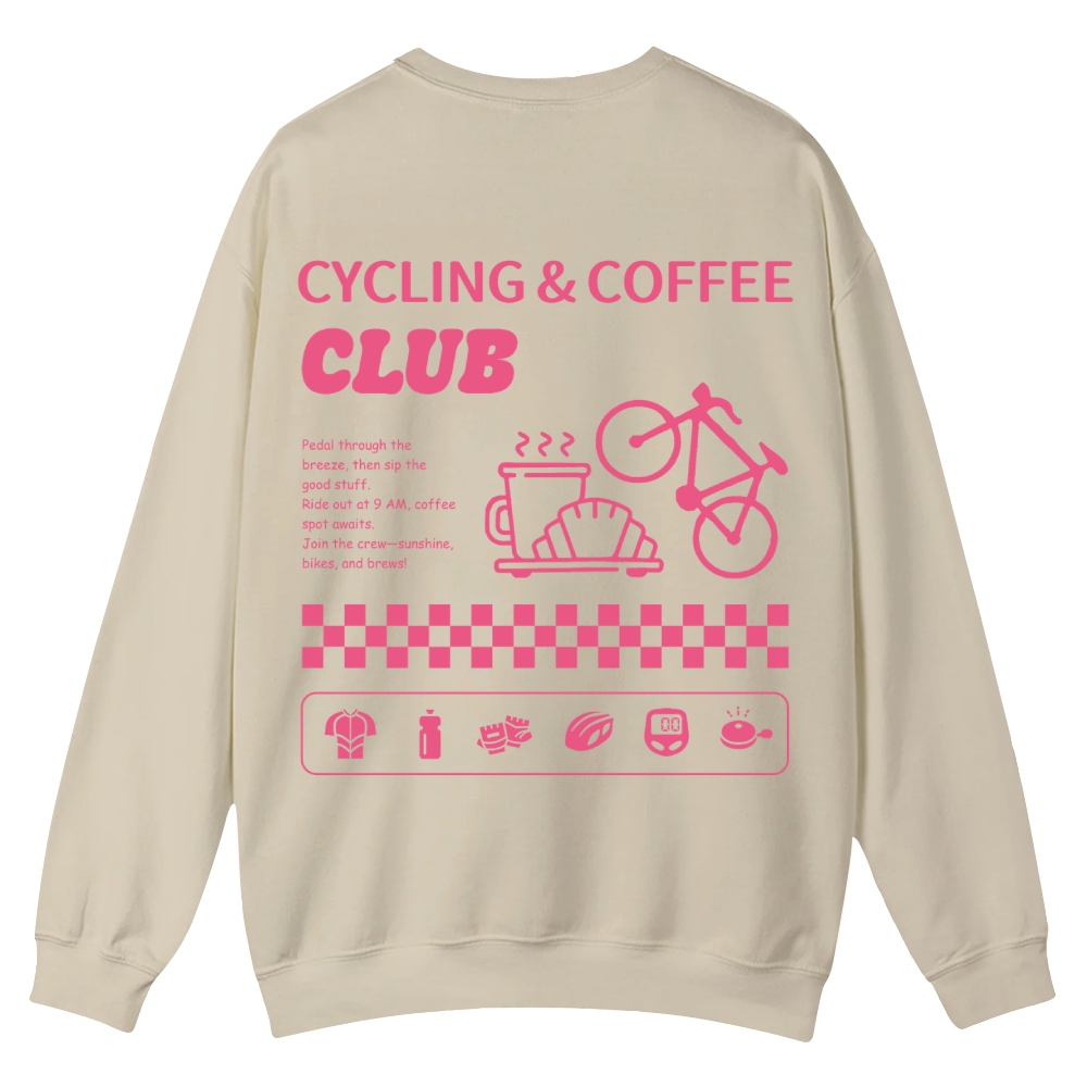 Cycling & Coffee Club Casual Crewneck Sweatshirt