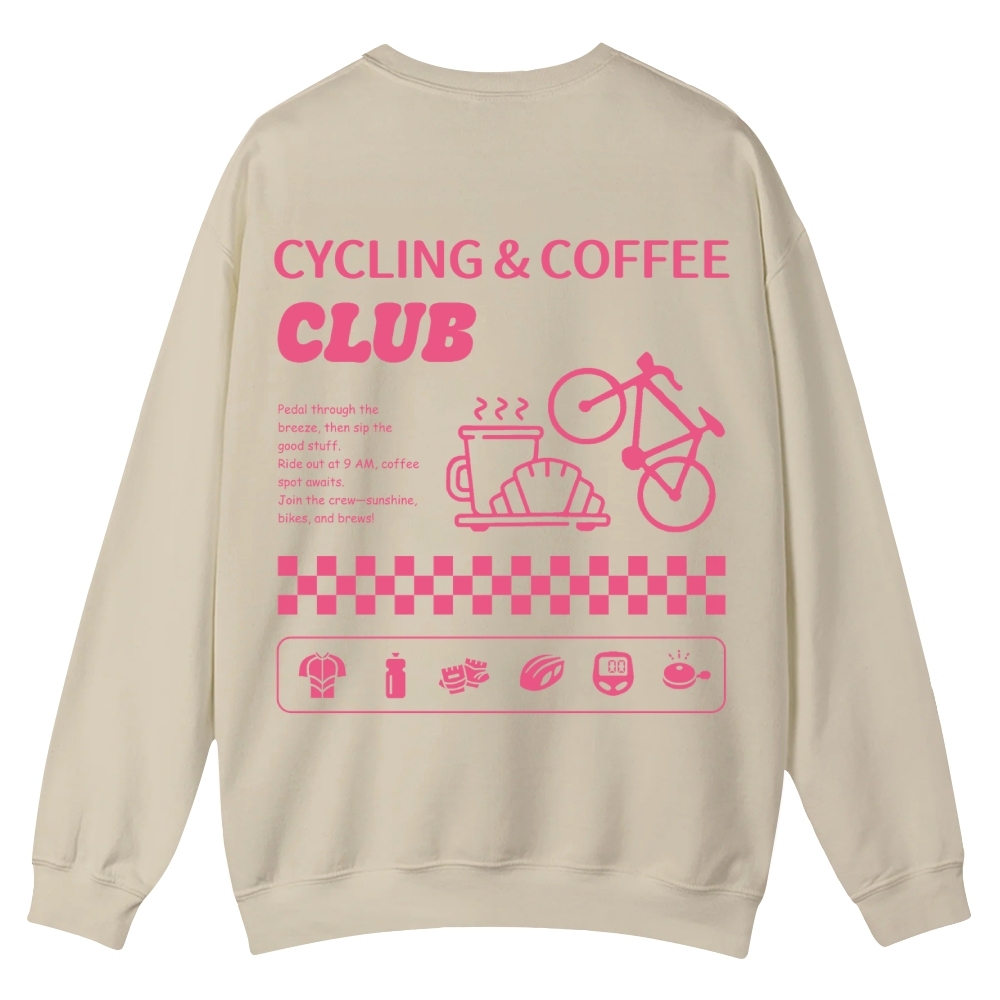 Cycling & Coffee Club Casual Crewneck Sweatshirt