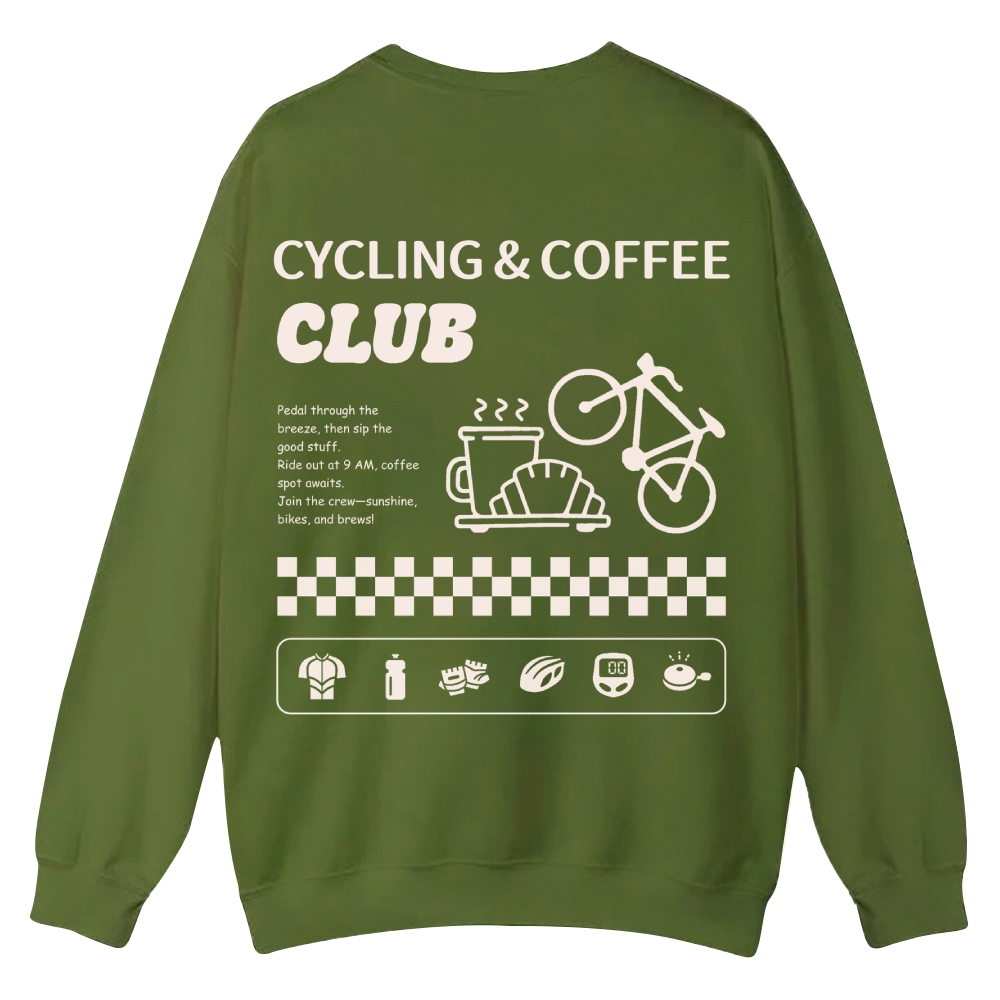 Cycling & Coffee Club Casual Crewneck Sweatshirt