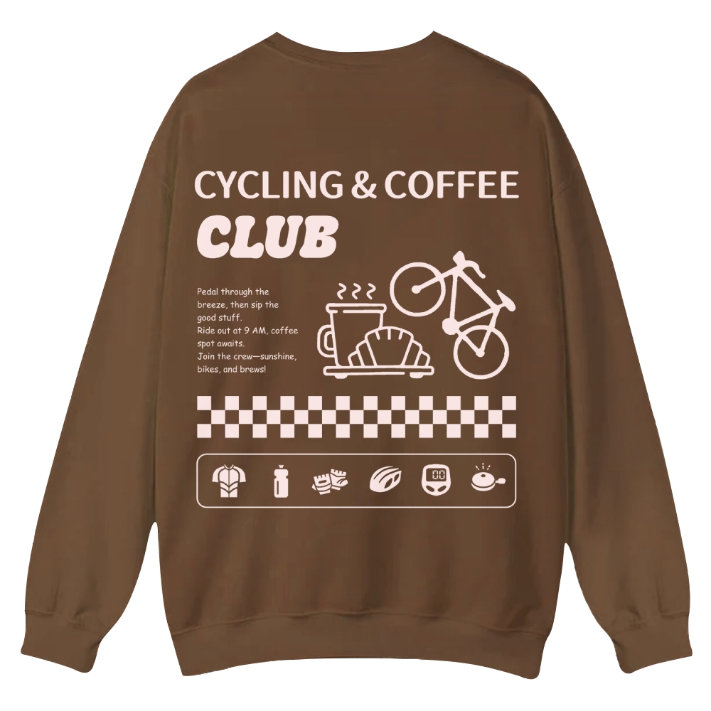 Cycling & Coffee Club Casual Crewneck Sweatshirt