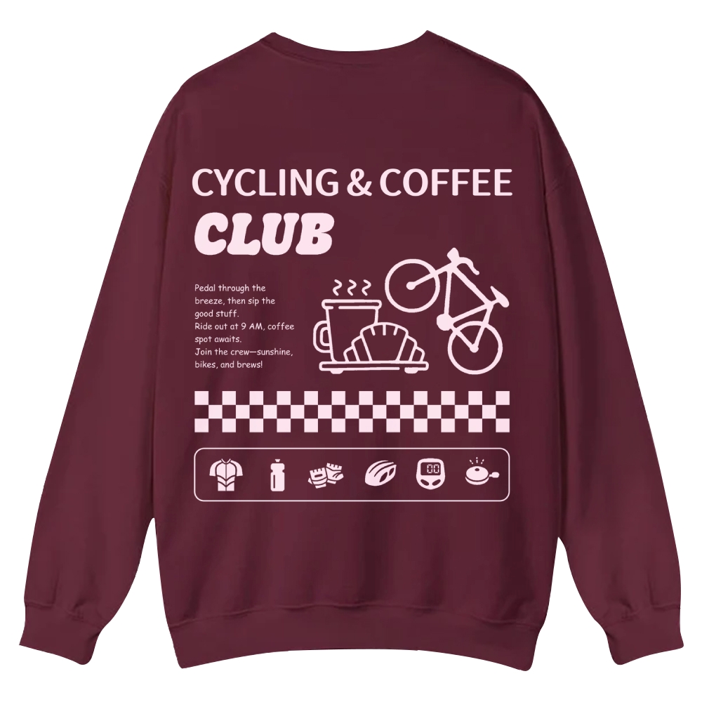 Cycling & Coffee Club Casual Crewneck Sweatshirt