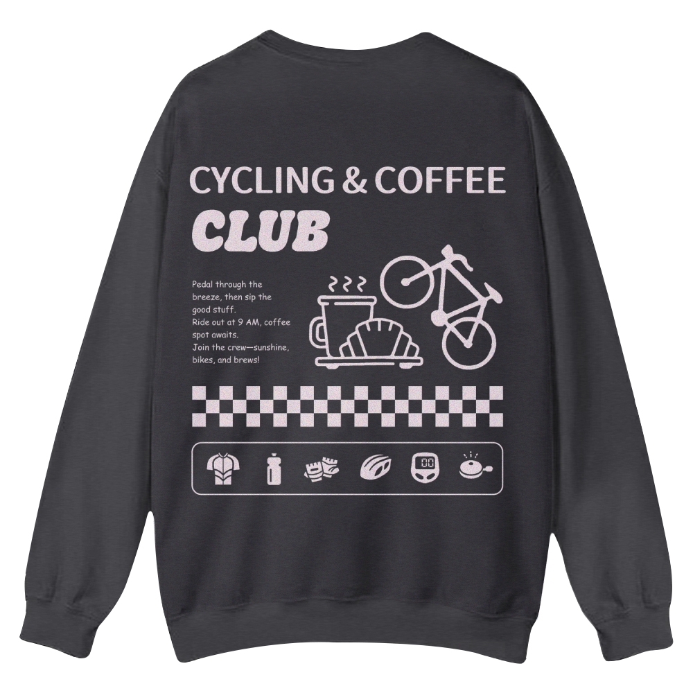 Cycling & Coffee Club Casual Crewneck Sweatshirt