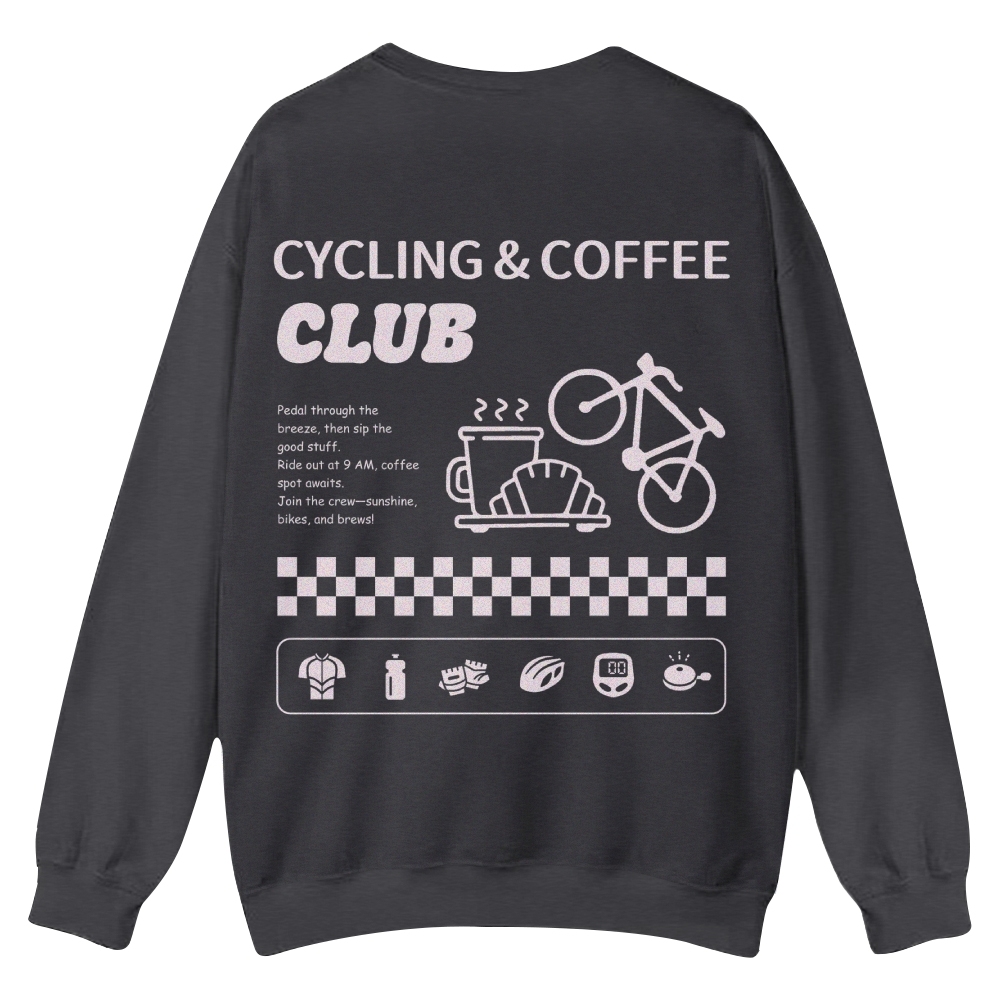 Cycling & Coffee Club Casual Crewneck Sweatshirt