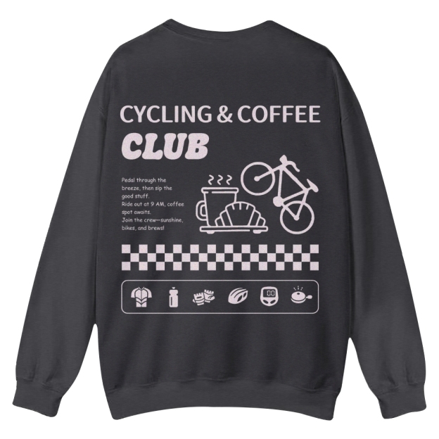 Cycling & Coffee Club Casual Crewneck Sweatshirt