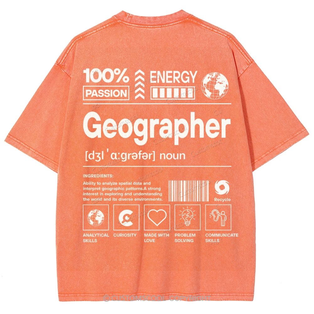 Geographer Unisex Fit Washed T-Shirt Customscool